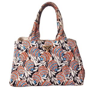 Prada Multicolor Canapa Stampata Canvas Tote Bag